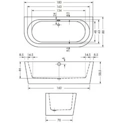 Steinkamp Living Vorwand-Badewanne 180 X 80 Cm Mit Multiplex Trio -Steinkamp hersteller megabad profi collection freistehende badewanne 1509653