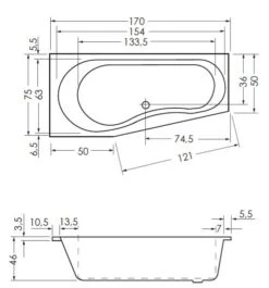 Steinkamp Life Raumsparbadewanne 170 X 75/50 Cm Rechts -Steinkamp hersteller megabad sortiment badewannen architekt raumsparwannen 509086