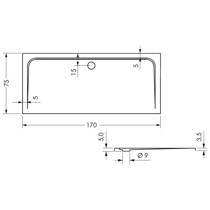 Steinkamp Plan Duschwanne 170 x 75 cm superflach Steinkamp Plan Duschwanne 170 X 75 Cm Superflach -Steinkamp hersteller megabad sortiment duschwannen steinkamp plan 1626687