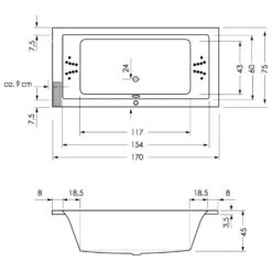 Steinkamp Life Badewanne 170 X 75 Cm Mit Aquapunktur -Steinkamp hersteller steinkamp badewannen mit whirlsystem life 3223202