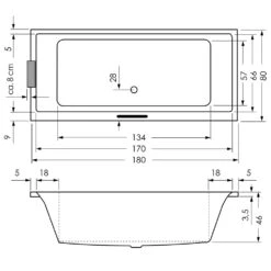 Steinkamp Life Badewanne 180 X 80 Cm Mit Aquapunktur -Steinkamp hersteller steinkamp badewannen mit whirlsystem life 3570434