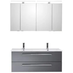 Steinkamp Life 2.0 Badmöbel Set 120 Cm Mit Pelipal Doppelwaschtisch Und Spiegelschrank