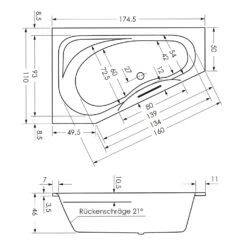 Steinkamp Life Raumsparbadewanne 175 X 110/50 Cm Rechts -Steinkamp hersteller steinkamp raumsparwannen life 175 x 2898067