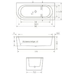 Steinkamp Life Eckbadewanne 180 X 80 Cm Links Mit Schürze Und MT5 Ab- Und Einlaufgarnitur -Steinkamp steinkamp badewannen eckbadewannen life 180 x 4019372