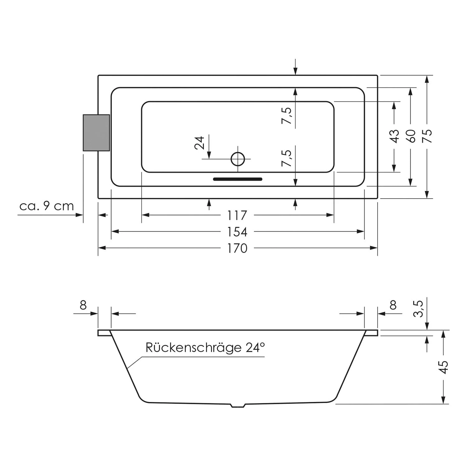 Steinkamp Life Rechteck-Badewanne mit Whirlsystem 170 x 75 cm, inkl. Viega Multiplex M5 Steinkamp Life Rechteck-Badewanne Mit Whirlsystem 170 X 75 Cm, Inkl. Viega Multiplex M5 -Steinkamp steinkamp badewannen mit whirlpool life rechteckbadewanne 8534455