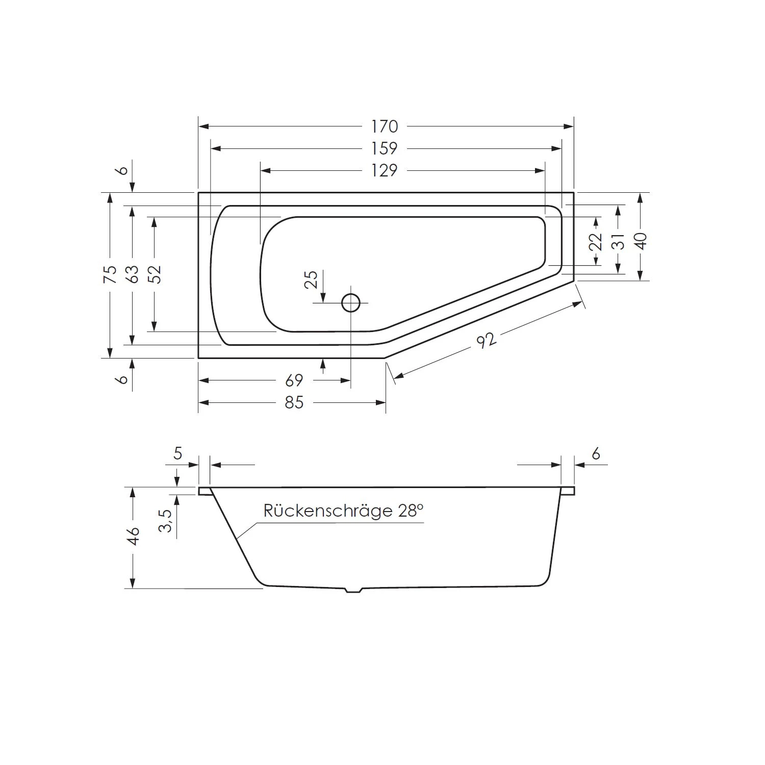 Steinkamp Life Raumsparbadewanne 170 x 75 cm rechts Steinkamp Life Raumsparbadewanne 170 X 75 Cm Rechts -Steinkamp steinkamp badewannen raumsparwannen life raumsparbadewanne 170 4019423