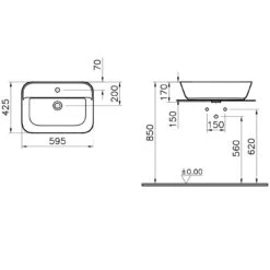 Steinkamp Value Aufsatzwaschtisch 59,5 X 42,5 Cm Mit Überlauf -Steinkamp steinkamp badkeramik aufsatzwaschtische value 59 x 7079901