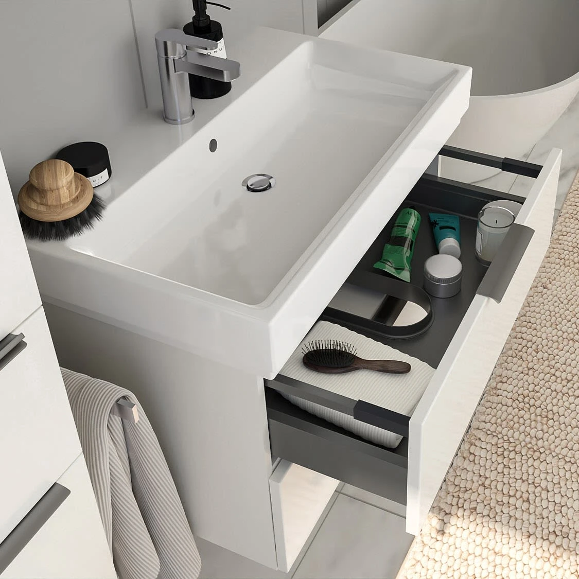 Steinkamp Living 2.0 / GROHE Cube Waschtisch 80 cm mit Unterschrank 77 cm inkl. Raumsparsiphon Steinkamp Living 2.0 / GROHE Cube Waschtisch 80 Cm Mit Unterschrank 77 Cm Inkl. Raumsparsiphon -Steinkamp steinkamp badmoebel living 2 grohe waschtisch 5165687