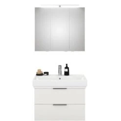 Steinkamp Living 2.0 / GROHE Cube Badmöbel Set 80 Cm Mit Spiegelschrank Inkl. Raumsparsiphon