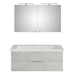 Steinkamp Living 2.0 / Villeroy & Boch Subway 3.0 Badmöbel Set 130 Cm Mit Spiegelschrank, 2 Drehtüren