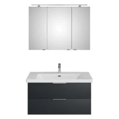 Steinkamp Living 2.0 / Villeroy & Boch Subway 3.0 Badmöbel Set 100 Cm Mit Spiegelschrank