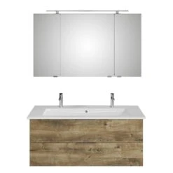 Steinkamp Living 2.0 / Villeroy & Boch Venticello CeramicPlus Badmöbel Set 120 Cm Mit Spiegelschrank, 3 Drehtüren