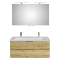 Steinkamp Living 2.0 / Villeroy & Boch Venticello CeramicPlus Badmöbel Set 120 Cm Mit Spiegelschrank, 2 Drehtüren