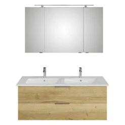 Steinkamp Living 2.0 / Villeroy & Boch Venticello CeramicPlus Badmöbel Set 130 Cm Mit Spiegelschrank, 3 Drehtüren