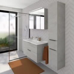 Steinkamp Living 2.0 Spiegelschrank 100 Cm Mit 3 Drehtüren, Inkl. LED-Aufsatzleuchte -Steinkamp steinkamp badmoebel living 2 spiegelschraenke spiegelschrank 4249306