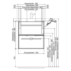 Steinkamp Living 2.0 Waschtischunterschrank 45 Cm Mit Villeroy & Boch Subway 3.0 Waschtisch 50 Cm Mit Überlauf -Steinkamp steinkamp badmoebel living 2 villeroy boch 12325001