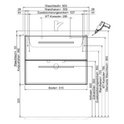 Steinkamp Living 2.0 Waschtischunterschrank 61 Cm Mit Villeroy & Boch Subway 3.0 Waschtisch 65 Cm Ohne Hahnloch, Ohne Überlauf -Steinkamp steinkamp badmoebel living 2 villeroy boch 12325005