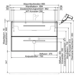 Steinkamp Living 2.0 Waschtischunterschrank 75 Cm Mit Villeroy & Boch Venticello Waschtisch 80 Cm CeramicPlus Mit Überlauf -Steinkamp steinkamp badmoebel living 2 villeroy boch 12325055