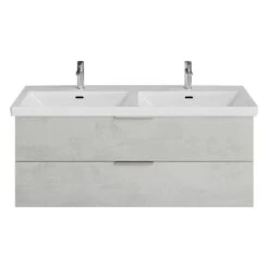 Steinkamp Living 2.0 Waschtischunterschrank 125 Cm Mit Villeroy & Boch Subway 3.0 Doppel-Waschtisch 130 Cm CeramitPlus Mit Überlauf