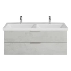Steinkamp Living 2.0 Waschtischunterschrank 125 Cm Mit Villeroy & Boch Subway 3.0 Doppel-Waschtisch 130 Cm CeramitPlus Ohne Überlauf