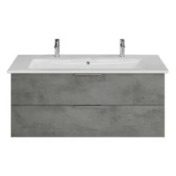 Steinkamp Living 2.0 Waschtischunterschrank 115 Cm Mit Villeroy & Boch Venticello Waschtisch 120 Cm CeramicPlus Mit Überlauf Und 2 Hahnlöchern