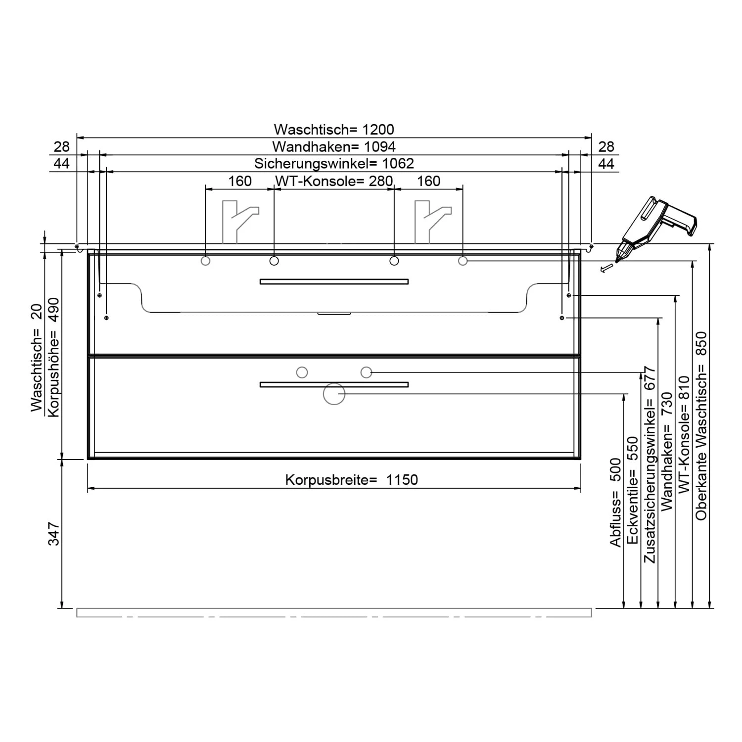 Steinkamp Living 2.0 Waschtischunterschrank 115 cm mit Villeroy & Boch Venticello Waschtisch 120 cm CeramicPlus mit Überlauf und 2 Hahnlöchern Steinkamp Living 2.0 Waschtischunterschrank 115 Cm Mit Villeroy & Boch Venticello Waschtisch 120 Cm CeramicPlus Mit Überlauf Und 2 Hahnlöchern -Steinkamp steinkamp badmoebel living 2 villeroy boch 12326898